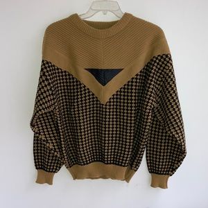 Vintage Gabrielle Men’s Acrylic Leather Trim Sweater XLarge